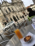 Pastel de nata and freshly squeezed orange juice in Porto.